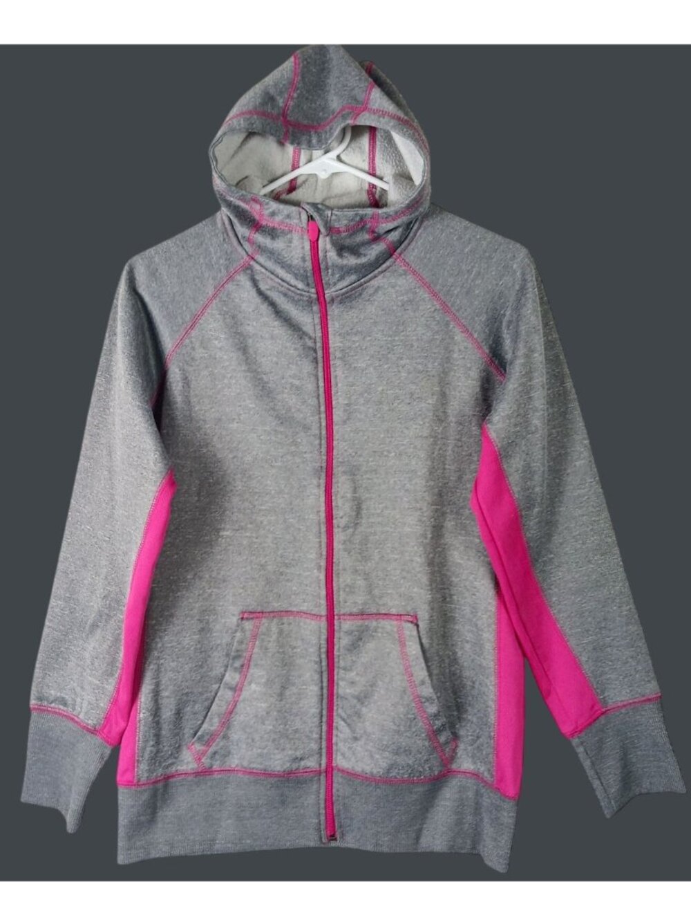 Umbro Full Zip Track Hoodie Jacket Womens Medium Gray Pink Soccer Running
